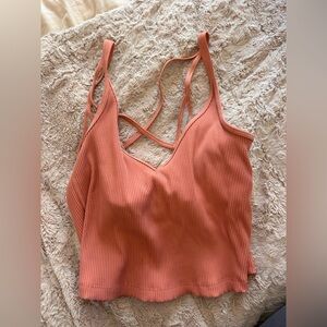 Ribbed Coral Strappy Tank Top